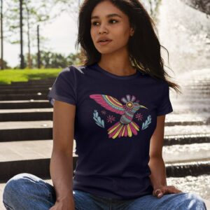 Mandala T-Shirt Damen Alternativ Grafik Natur Shirt Kolibri