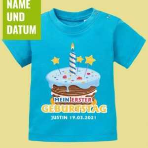 Mein Erster Geburtstag Mit Name Und Datum - Baby T-Shirt