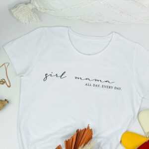 Mom Shirt | Mama Girl All Day Every |Twin Mom Geschenk Zur Geburt T-Shirt Personalisiert Statementshirt