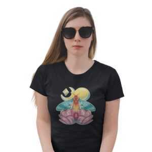 Motte T-Shirt Damen Natur Grafik Schmetterling Shirt Spiritual Mond Tiermotiv Frau Geschenk