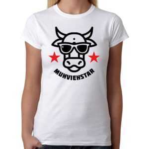 Muhviehstar Moviestar Movie Star Kuh Cow Rind Cool Sunglasses Sonnenbrille Party Cartoon Sprüche Spaß Lustig Comedy Fun Damen Lady T-Shirt