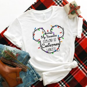 My Favorite Color Is Christmas Lights Shirt, Mickey Weihnachtsgeschenk, Süßes Weihnachtsshirt, Weihnachtslichter T-Shirt, Shirt Für Erwachsene