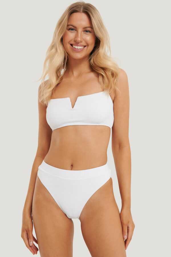 NA-KD Swimwear Badeanzug Mit Hohem Beinausschnitt - White