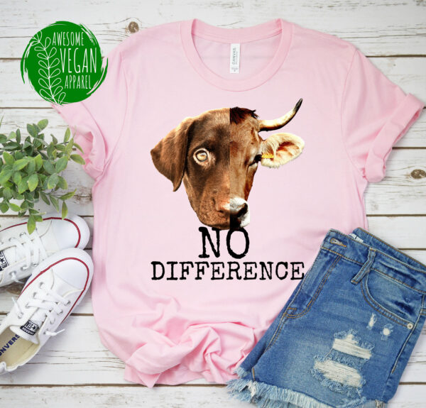 No Difference Shirt, Go Vegan Power Vegetarian Activism For Meatless Life, Cow & Dog Lovers, Animal Protection Gift, Premium T-Shirt