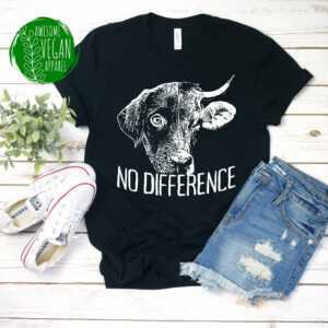 No Difference Shirt, Vegan Vegetarian Activism For Meatless Life, Cow & Dog Lovers, Animal Protection Gift, Premium T-Shirt