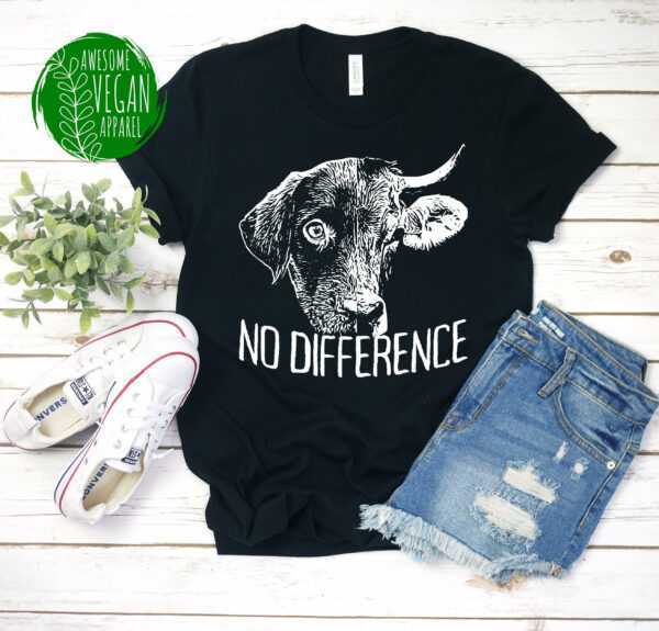 No Difference Shirt, Vegan Vegetarian Activism For Meatless Life, Cow & Dog Lovers, Animal Protection Gift, Premium T-Shirt