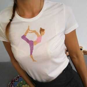 Öko Bio Yoga Weißes T-Shirt Für Damen Fan