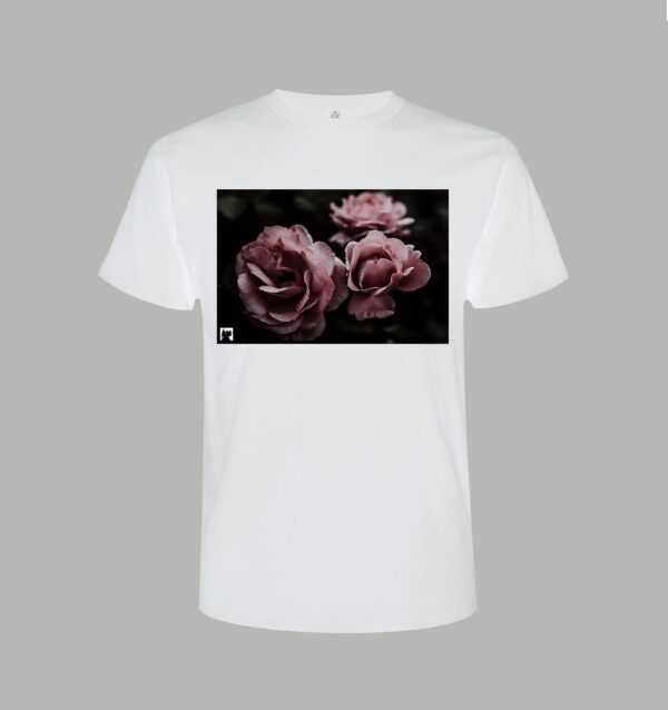 Organic T-Shirt, Weiß, Bio, 100% Baumwolle, Unisex, Frauen, Männer, Kleidung, Rose, Blume, Natur, Art, Kunst, Design, Mode, Kleidung