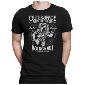 Outer Space Astronaut - Herren Fun T-Shirt Bedruckt Small Bis 4xl Papayana