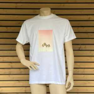 Oversized Grafik T-Shirt, Palmen Frontprint, Weiß