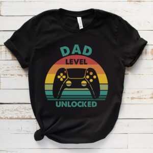 Papa Level Entriegeltes T-Shirt, Vatertag Geschenkidee, 1. Mal Papa, Lustiges Neues Shirt, Gaming New Super Dad Announcement Shirt