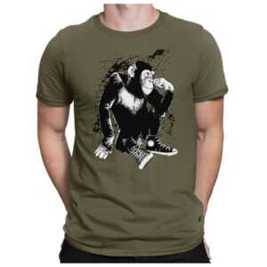Pensive Ape - Herren Fun T-Shirt Bedruckt Small Bis 4xl Papayana