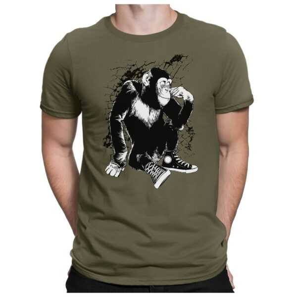 Pensive Ape - Herren Fun T-Shirt Bedruckt Small Bis 4xl Papayana