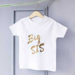 Personalisiertes Big Sis T-Shirt - Große Schwester Outfit Kinder Baby Ankündigung Geschenk