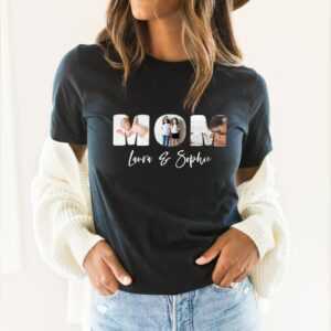 Personalisiertes Mama T-Shirt Mit Namen Und Foto Als Geschenk-Idee Für Muttertag, Geburtstag, Weihnachten, Damen Bekleidung, Mutter