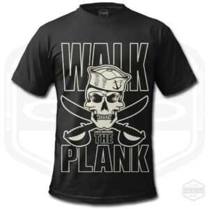 Pirate Walk The Plank Herren T-Shirt Schwarz | Skull Art Geschenkidee S-6xl Hergestellt in Usa