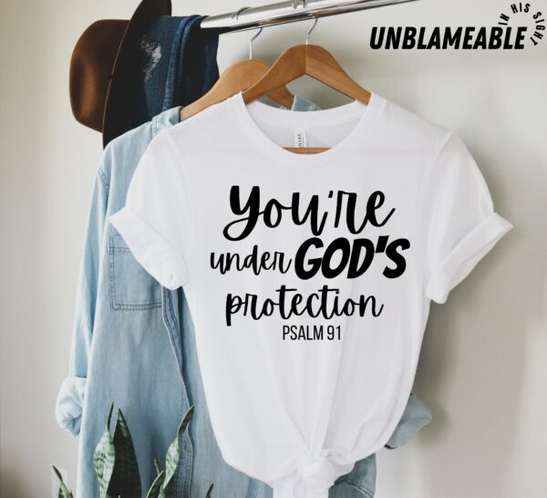Psalm 91, Bibelvers Shirts, Schrift T-Shirt, You Are Under God Es Protection, Psalms 91 Shirt, Christliches Unisex Baumwoll T-Shirt