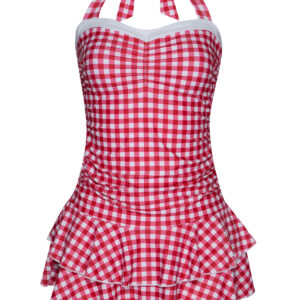 Pussy Deluxe Red Plaid Damen Badeanzug rot allover