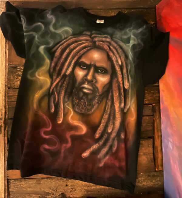Rastaman Reggae Jamaika T-Shirt/Handbemaltes Handbemalte Kleidung Unikat Größe Xl
