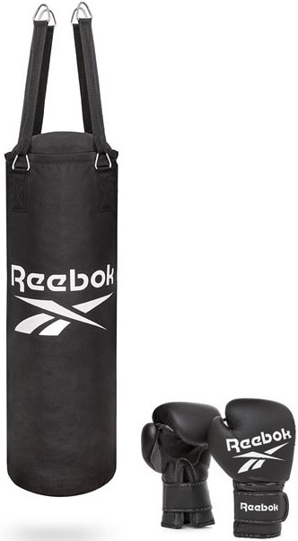 Reebok Boxsack Combat Boxsack mit 12 Oz Boxhandschuhen, (Set, 3 tlg., mit Boxhandschuhen)