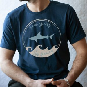 Save The Sharks T-Shirt, Men's Shark Shirt, Stop Finning Tee, T-Shirts, Ocean Week Tee, Shark Lover Gift