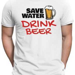 Save Water Drink Beer - Herren Fun T-Shirt Bedruckt Small Bis 4xl Papayana