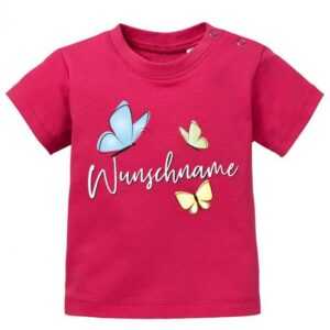 Schmetterling Mit Wunschname Des Kindes - Mädchen Baby T-Shirt