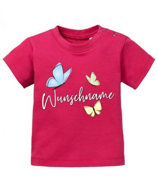 Schmetterling Mit Wunschname Des Kindes - Mädchen Baby T-Shirt