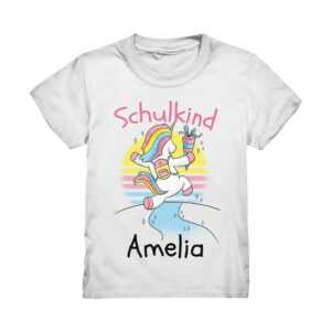 Schulkind T-Shirt Einhorn Einschulung Für Schulanfänger Schulanfängerin Geschenk Shirt Outfit Name Personalisiert Mädchen