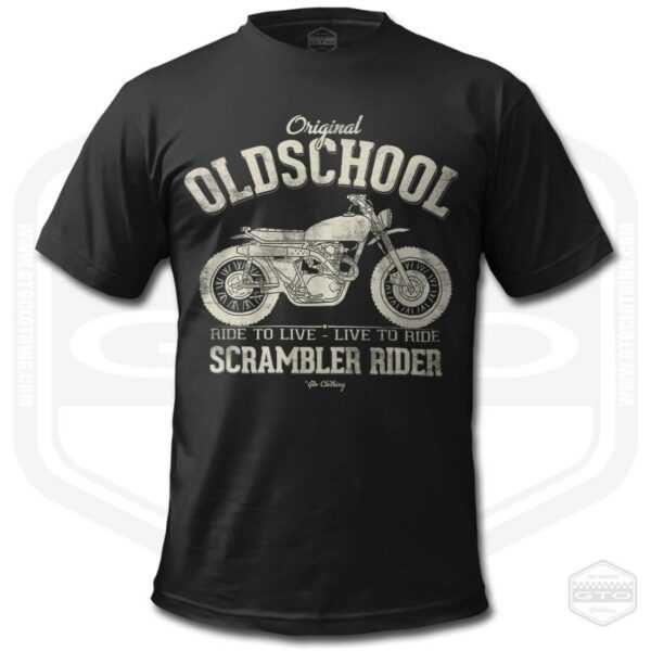 Scrambler Oldschool Motorradfahrer Herren T-Shirt Schwarz | Geschenkidee S-6xl Hergestellt in Usa