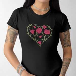 Shirt Rose Herz Form Damen T-Shirt