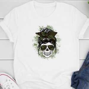 Skull Lady Bandana/T-Shirt 100% Bio-Baumwolle Bedruckt Damen Und Herren Dshirts Design