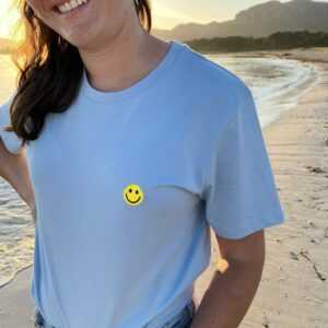 Smiley T-Shirt Bio-Baumwolle - Hellblau