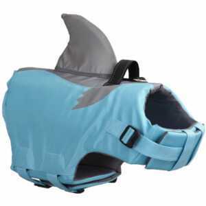 Sommer neue Haifischflossen-Schwimmweste für große und mittlere Welpen, reflektierender Badeanzug L (Brust 60-70', Hals 45-50', Rückenlänge 40,