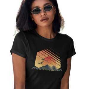 Sonneuntergang T-Shirt Frauen Natur Reisen Berge