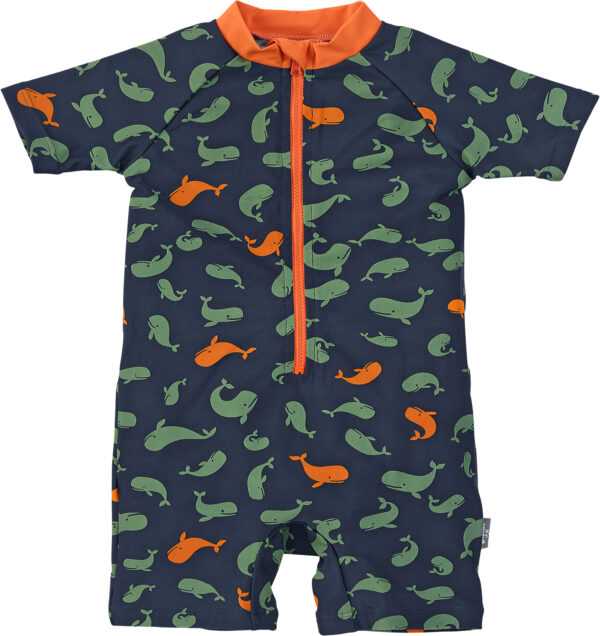 Sterntaler Schwimmanzug, Allover-Print, Reißverschluss, für Babys, marine/grün/orange, 104