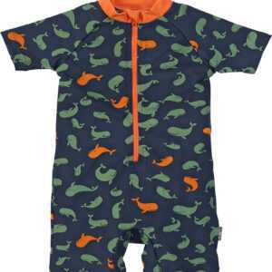 Sterntaler Schwimmanzug, Allover-Print, Reißverschluss, für Babys, marine/grün/orange, 116