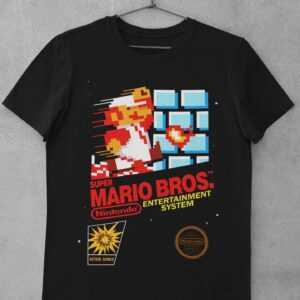 Super Mario Bros Nes Game Box Kunst Unisex Baumwolle T-Shirt Tshirt T-Shirt