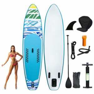 Swanew - SUP Board Surfboard Aufblasbar Stand Up Paddle Boards Rucksack - Paddling Board 330*76*15cm, Grün und weiß Mit Sitz - Grün