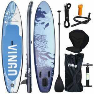 Swanew - SUP Board,Surfboard Aufblasbar Stand Up paddle 305cm, Rucksack - Paddling Board Blau und weiß Mit Sitz - Blau