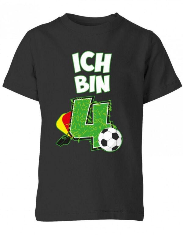 T-Shirt 4 Geburtstag Fußball Fußballer Rote Gelbe Karte Für Junge Und Mädchen