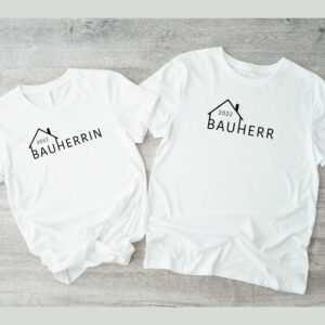 T-Shirt Bauherr & Bauherrin "" Jahreszahl Geschenk Familie Herren Damen Hausbau Richtfest Ostergeschenk [Hasets-1002]"""
