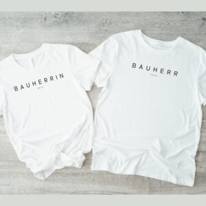 T-Shirt Bauherr & Bauherrin "" Schlicht Jahreszahl Familie Herren Damen Hausbau Richtfest Ostergeschenk [Hasets-1004]"""