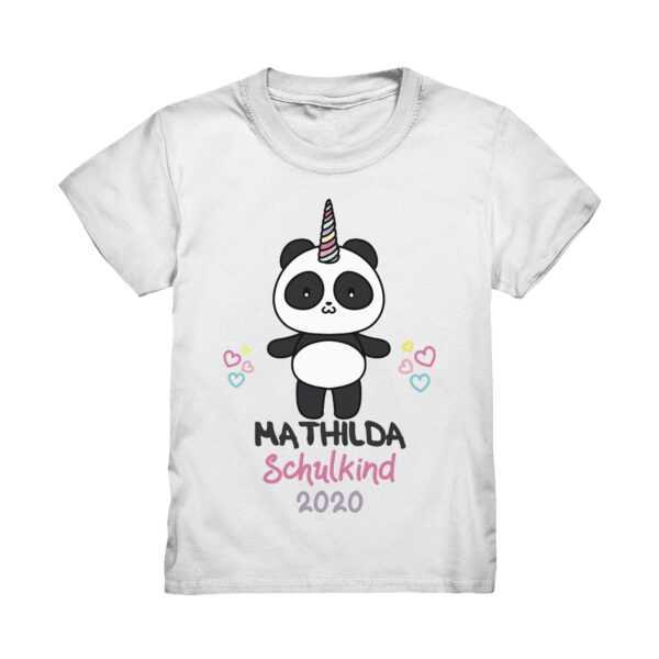 T-Shirt Einschulung Schulanfänger Panda Einhorn Schulanfängerin Geschenk Shirt Outfit Name Personalisiert Wunschname Schulkind Mädchen