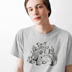 T-Shirt Herren Schildkröte Mit Pilzen Mann Shirt Geburstag Geschenk Lustig Motiv Tier Natur Tshirt