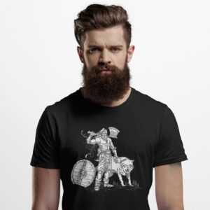 T-Shirt Herren Wikinger Wolf Grafik Shirt Mann Krieger T Shirt Geschenk Geburtstag