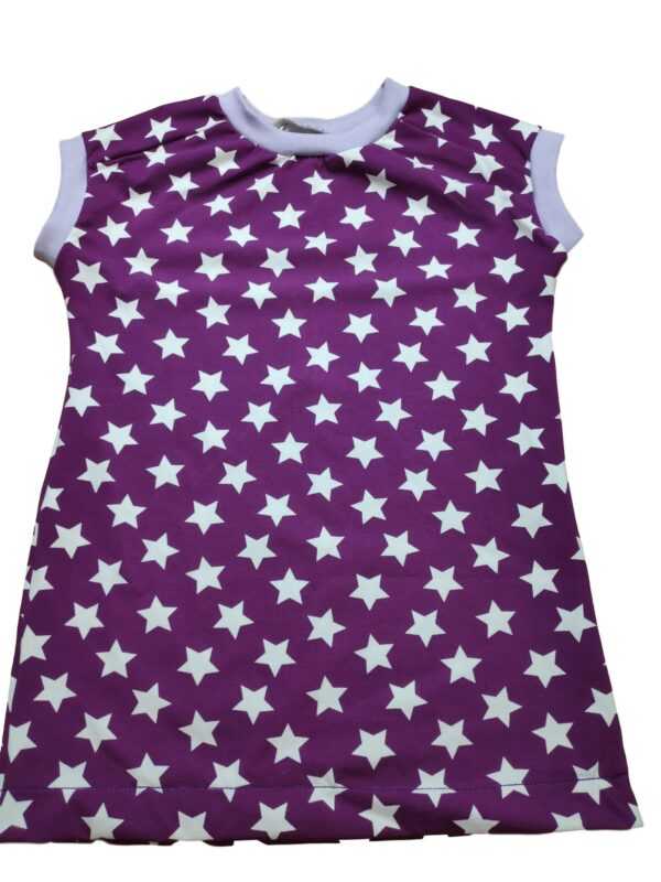T-Shirt Kräftig Lila Mit Weißen Sternen Saum Oder Bündchen 74-158 Nicki, Shirt Sommer
