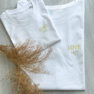 T-Shirt Love 24/7 - Partnerlook Mama Tochter Sohn Outfitset Familie Mutterliebe 24 Stunden 7 Tage Die Woche -Kreativlädchen Jani
