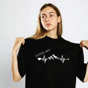 T-Shirt "Love My... Schwarz Fruit Of The Loom Mit Aufdruck Hobby/Interesse Sport Faible"