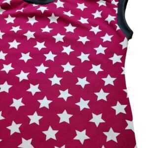T-Shirt Magenta Pinklila Mit Weißen Großen Sternen Saum Oder Bündchen 74-158 Nicki, Shirt Sommer